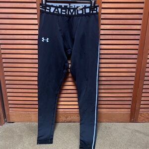 Under Armour Black Kids' Performance Compression Leggings with White Logo